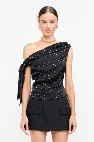STL off shoulder polkadot top